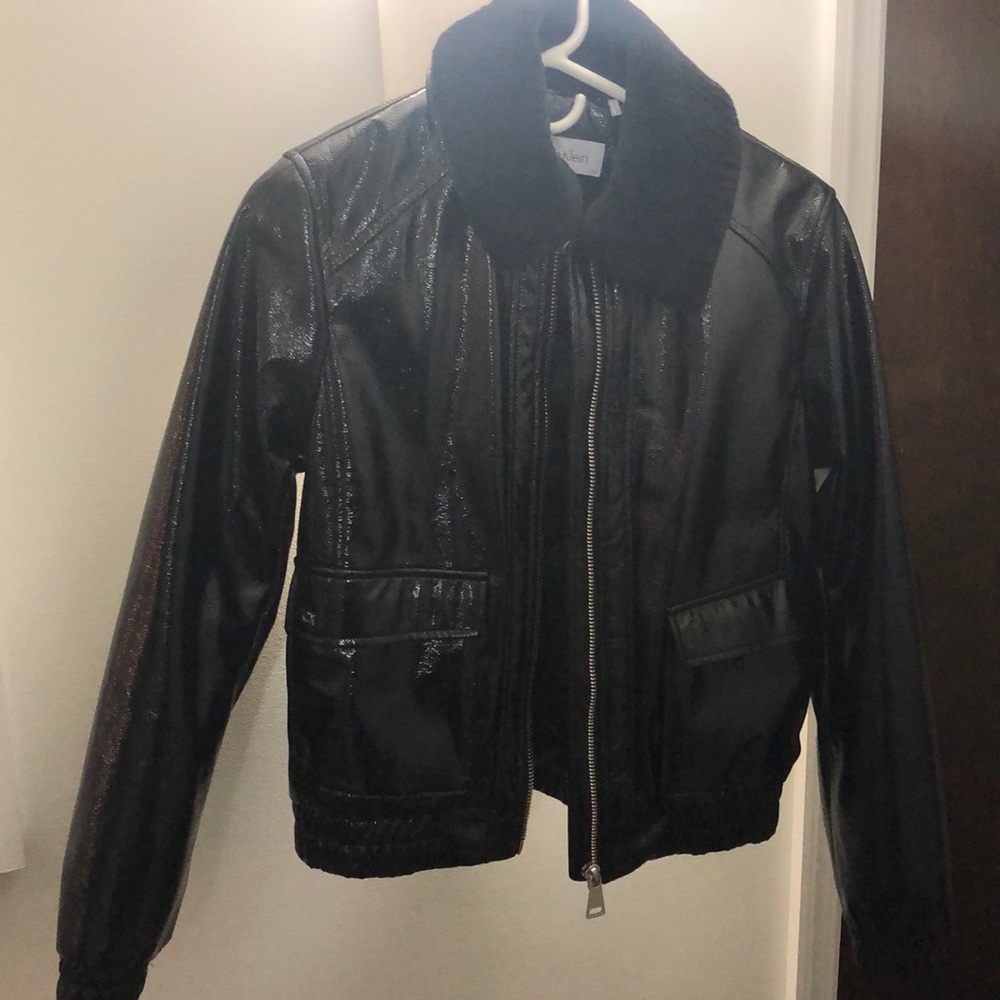 Calvin Klein Womens Jacket Coat Patent Leather  XS